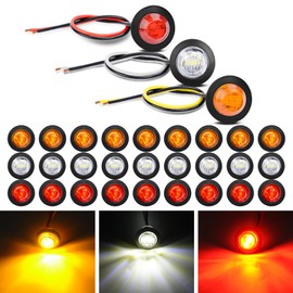 GOOACC 3/4 Inch Bullet Side Marker Light 10PCS Red Amber White Round Clearance LED Front Rear Side Marker Indicator Light for Trailer Van Caravan Boat Truck RV Car Bus