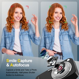 Antsiya Digital Camera, Autofocus 48MP FHD 1080P Camera for Kids with 16X Zoom Anti Shake, Compact Portable Small Point and Shoot Digital Cameras with 32GB Memory Card for Teens Kids Boys Girls, Black