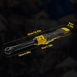 Aepiraza 3/8" Extended Cordless Ratchet Wrench, 80 N.m 320 RPM Electric Ratchet Wrench Set with 8 Sockets, 1/4" Adapter & 3" Extension Bar(Tool Only) (Fit for DE-WALT 20V Battery)