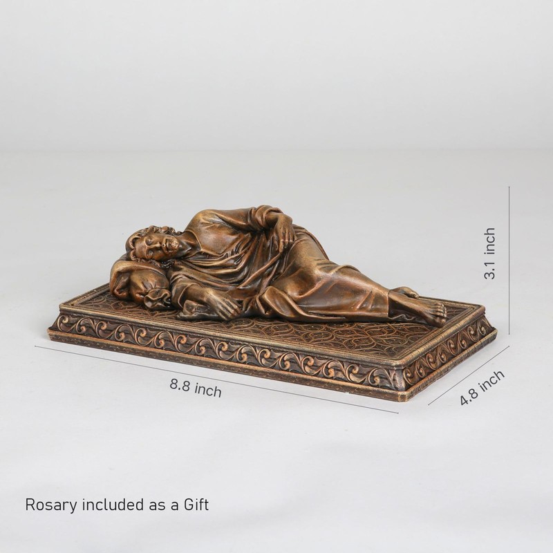 BC Catholic Sleeping St Joseph Statue with Case Base, Holder