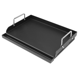 Grimate 25" x 16" Griddle Plate for Gas Grill - Nonstick Coating Cooking Griddle for Gas Stove/Charcoal/Electric Large Universal Flat Griddle Top Plate with Grease Groove and Removable Handles