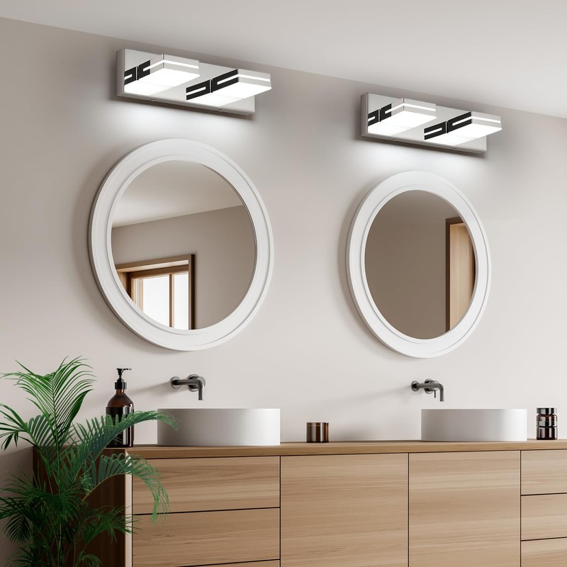 SineRise LED Modern Bathroom Vanity Light Fixtures (2-Light, 15.5-Inch), Chrome