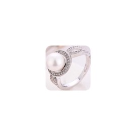 MIAHAO Women Pearl & White Sapphire 925 Sterling Silver Ring Wedding Party Jewelry New Size 6-10 (US Code 6)