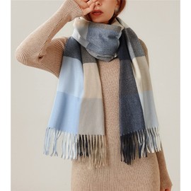 Einaily Women's Scarf Checked Oversized Square Blanket Scarf Autumn Scarf Winter Scarf Checked Tartan Stripes Plaid Pattern XXL Oversized Tassels Fringe Poncho 40+ Colours Scarves Soft Warm Knitted