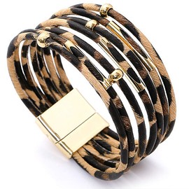 Suyi Women Wrap Bracelet Multilayered Leather Braided Bangle Wrist Cuff Bangles with Magnetic Buckle, 7.5 Inch, Leather, alloy