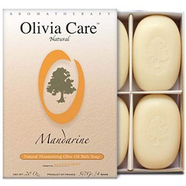 Olivia Care Bath & Body Bar Mandarin Soap 4 Pack Gift Box Organic, Vegan & Natural Contains Olive Oil Repairs, Hydrates, Moisturizes & Deep Cleans Good for Sensitive Dry Skin Made in USA