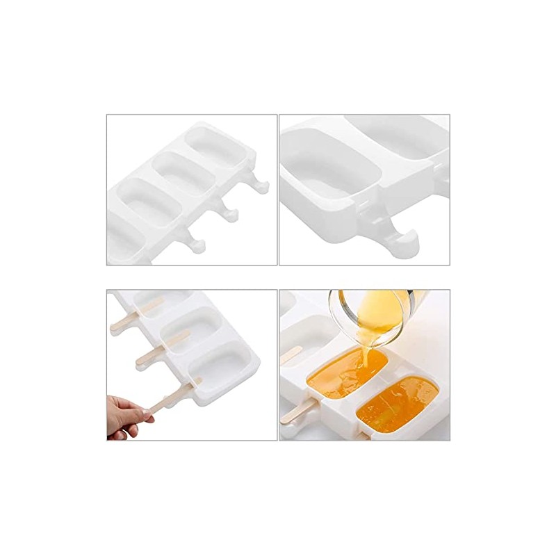 Moldes para Paletas de Hielo, 8 Cavidades de Silicona +