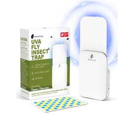 Flying Insect Trap Indoor - Plug-in Fly Catcher and Killers Includes Refills for House Flies, Fruit Flies, Gnats,Cover up to 800 ft², Without Night Mode, Off-White, 1 Traps + 1 Refills