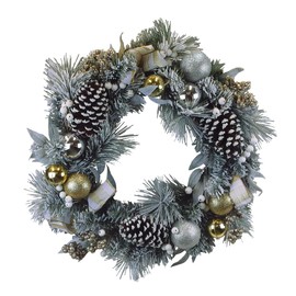 24" Silver & Gold Frosted Fir Wreath
