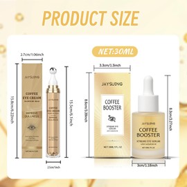 Caffeine Eye Serum Anti-Ageing, Eye Serum with Caffeine and Hyaluronic Acid, Anti-Ageing Eye Care Serum with 360° Massage Ball, Eye Cream Against Dark Circles and Swelling, Wrinkles and Fine Lines