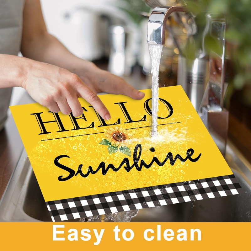 Sunflower Placemats Set of 6 Summer Table Mats Washable Square