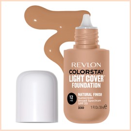 Revlon ColorStay Light Cover Liquid Foundation, Hydrating Longwear Weightless Makeup with SPF 35, Light-Medium Coverage for Blemish, Dark Spots & Uneven Skin Texture, 330 Natural Tan, 1 fl. oz.