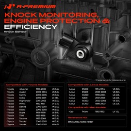 A-Premium Juego de 2 Sensores de Detonación Compatible con Toyota & Lexus para Camry, Tacoma, 4Runner, Avalon, Celica, Highlander, Sienna, Solara, Tundra & Lexus ES300, GS300, IS300, RX300