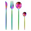 Dnalrhoi 24-Piece Korean Silverware Set Rainbow Forks and Spoons Set