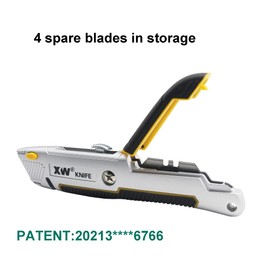 XW Retractable Utility Knife, Heavy Duty Zinc Alloy Box Cutter with Total 10 PCS Blades, 2-Pack