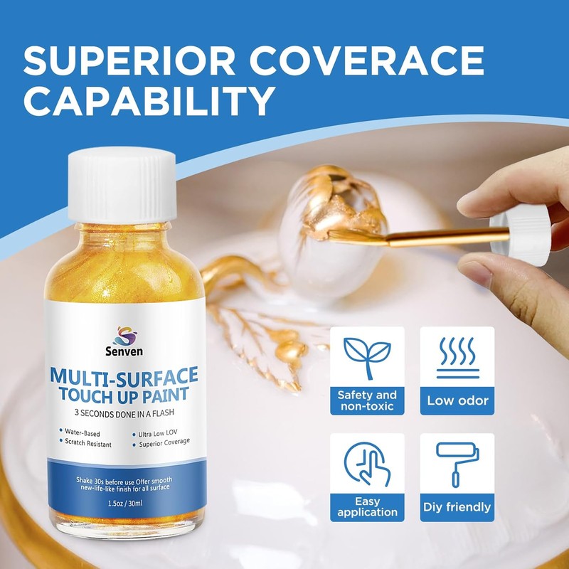 SENVEN Liquid Gold Leaf Paint High Gloss Multi Surface Rich