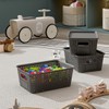 6 Pack Plastic Breathable Storage Baskets with Lids, Gray