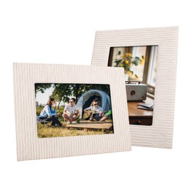 HIYQIN 4x6 Picture Frames, Stylish Vintage PU Leather Photo Frame for Tabletop Display, 4x6 Picture Holder 1 Pack for Home Decor Display Frame - White