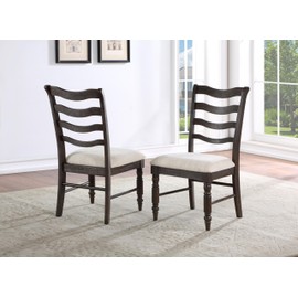 Steve Silver Hutchins Acacia & Hardwood Construction, Easy Assembly, Comfortable Upholstered Seat, Dusty Espresso Finish, Set of 2 Side Chair, 20" L x 24" D x 40" H, Charcoal