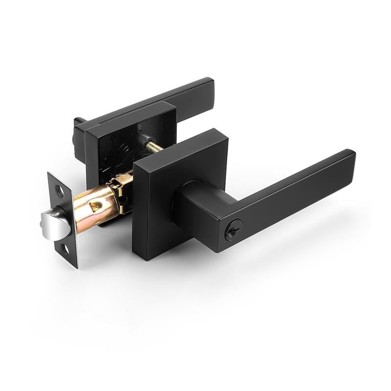 Probrico Keyed Alike Black Door Handle, Heavy Duty Flat Square