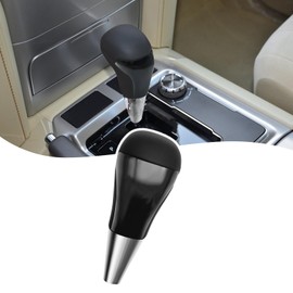 VKGUG Black Leather Piano Black Gear Shift Knob Shifter Compatible with Toyota Land Cruiser 4Runner Tundra Yaris Avalon Corolla RAV4 Sequoia Camry Tacoma Highlander Sienna Venza