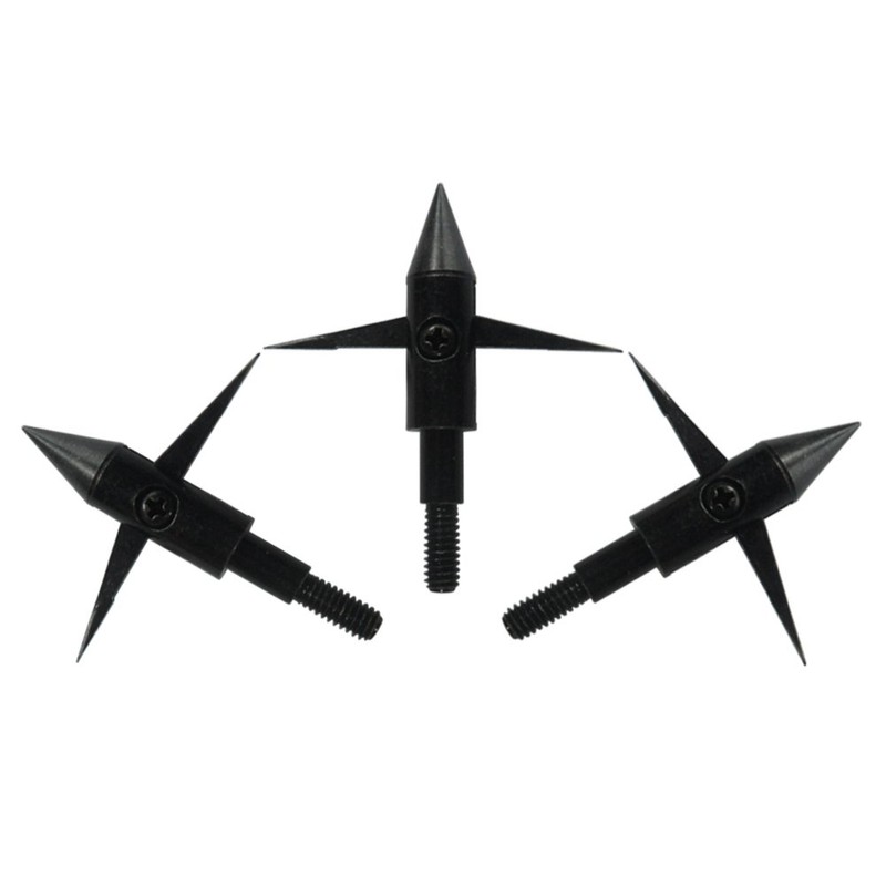 12Pcs Fishing Arrowheads Screw-on Points 150 Grain Black Bowfishing Screw