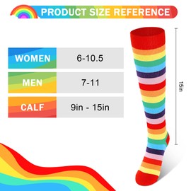 Flight Compression Socks for Women Men Compression Socks Knee High Compression Stockings Circulation Best Support for Athletic Running Cycling Travel（Rainbow）