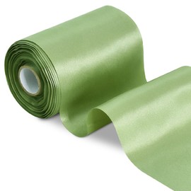 TONIFUL 4 Inch Wide Sage Olive Green Solid Satin Ribbon 22yd Fabric Large Ribbon for Cutting Ceremony Grand Opening Chair Sashes Table Hair Car Bows Floral Craft Sewing Wedding Party Decoration