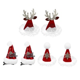 Mikinona Mini Santa Hats for Kids Christmas Hat Hair Decor Xmas Hat Hair Accessories Set