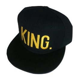 TrendyLuz King Royalty 3D Embroidered Adjustable Snapback Baseball Hat Cap Gold Text