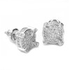 Iced Bling Silver Plated 3D Round Screw Back Stud Earrings
