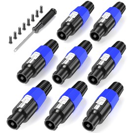 Jumwa Speakon Connector Twist Lock Audio Speaker Cable Adapter Plug with Screwdriver Compatible with Speakon NL4FC, NL4FX, NLT4X, NL2FC, Type1, Pack of 8