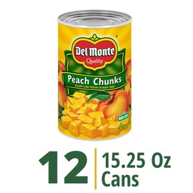 DEL MONTE Yellow Cling Peach Chunks in Heavy Syrup, Canned Fruit, 12 Pack, 15.25 oz Can