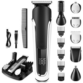 16 en 1 Rasuradoras Para Hombre，IPX6 Impermeable Afeitadora Electrica Hombre, Maquina de Afeitar, Trimmer, Recortadora Electrica de Barba y Cabello, Shaver para Rasurar y Cortar Cabello
