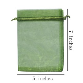 Organza Gift Wrap Bags 100 Pcs Drawstring 5x7 inch Light Green for Baby Shower,Party Favors,Birthday,Wedding,Bridal Shower,Christmas,Santa,Sheer Fabric Clear Mesh Satin Deco Sachet for Jewelry,Candy