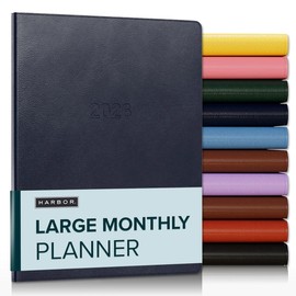 Harbor Large Monthly Planner 2026, Calendar Planner and Notebook, Durable Faux Leather, 14 Months, 96 Pages, Softcover & Lightweight - Leida Navy - 9.75 x 7.5 "
