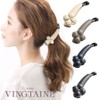 VingTAINE H7567-MOC- Banana Clip, Flower Enamel, Stone, Point, Flower Hair