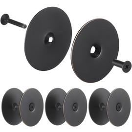 Door Hole Filler Plate, 2-5/8" Diameter, 1 Inch and 2 Inch Connecting Screws Deadbolt Cover Plate, Metal Matte Black Door Handle Hole Cover Plate for Home Exterior Interior deadbolt hole(4 Set)
