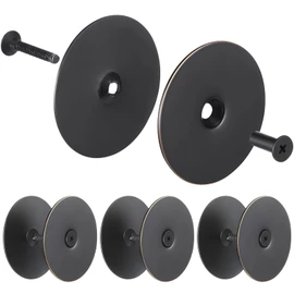 Door Hole Filler Plate, 2-5/8" Diameter, 1 Inch and 2 Inch Connecting Screws Deadbolt Cover Plate, Metal Matte Black Door Handle Hole Cover Plate for Home Exterior Interior deadbolt hole(4 Set)