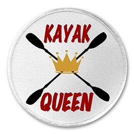 Kayak Queen - 3" Sew/Iron On Patch Kayaking Humor Crown Paddle