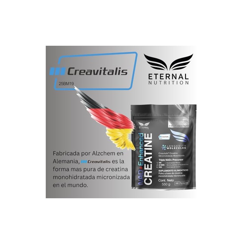 ETERNAL NUTRITION Creatina Monohidratada Micronizada + NAD+ 5 g (550