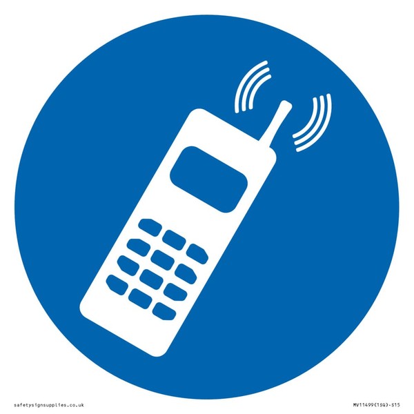 Custom Mandatory: Use a mobile phone Sign - 150x150mm - S15