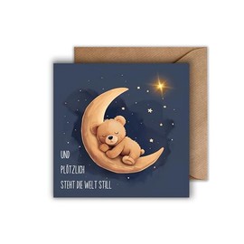 Sternenkind Card with Envelope - Sensitive Sympathy Card "Und plötzlich steht die Welt still" Sincere Sympathy Card Infant Death Loss Child Miscarriage Condolences Funeral (125 x 125 mm)