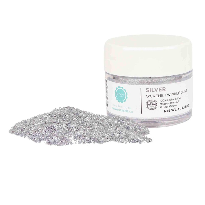 O'Creme Food-Grade Edible Twinkle Dust, 4 Grams Silver