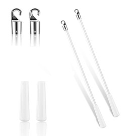 2PCS 12 Inch White Fiberglass Vertical Blind Wand with Hook and Handle - Replacement Part for Window Blinds - Durable Tilt Wand for Smooth Control