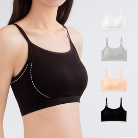 Adjustable straps cotton sports bra top bralette sleep bra 02 Cotton bra top - gray 2ea