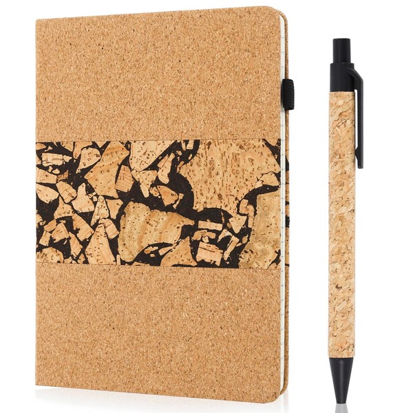 WanYee Coffee Grounds A5 Ruled Notebook 5.7in × 8.35in, Cork