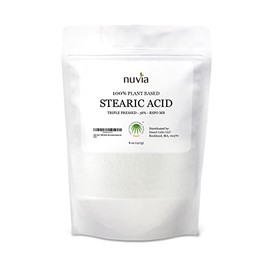 Nuvia Organics Stearic Acid - 100% Plant Based, Food Grade, Triple Pressed, Certified Sustainable 8oz