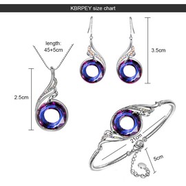 KBRPEY Peacock Jewellery Set Crystal Bracelet Necklace with Pendant and Earrings Fashion Jewellery Set Christmas Jewellery Gift Jewellery Peacock Women, 100% alloy