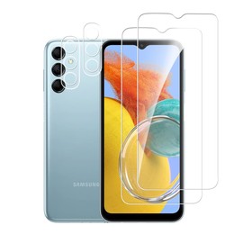 Bihizei Compatible with Tempered Glass for Galaxy M14 5G, Pack of 2 Screen Protectors & 2 Camera Screen Protectors, 9H Hardness, Extremely Durable, Ultra HD, Anti-Scratch, Anti-Bubble
